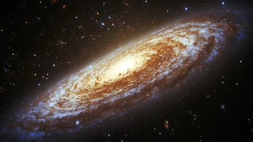 Star-swirled spiral galaxy drifts like a glowing cosmic ember