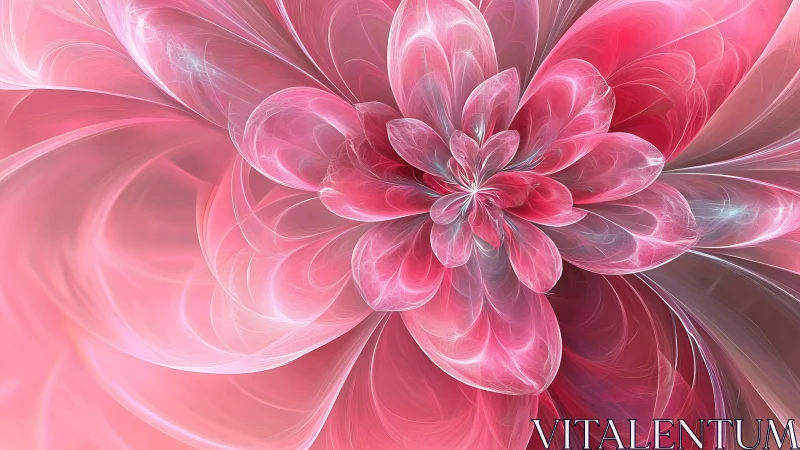 Radiant pink fractal flower unfolds in luminous soft light