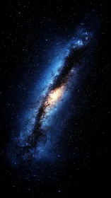 Spiral galaxy core in vertical deep-space composition.