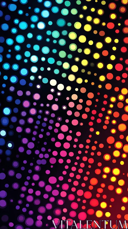 Orbiting neon bubbles in a cascading rainbow dot storm.