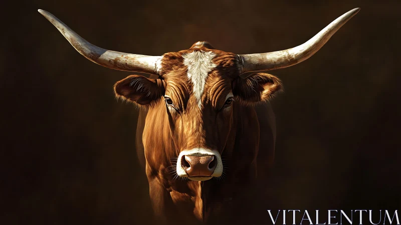 Cinematic longhorn guardian bathed in molten sunset light.