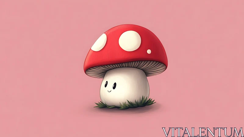 Cartoon toadstool character with stylized shading and soft gradients