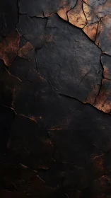 Charred obsidian wall with ember-cracked molten veins aglow.