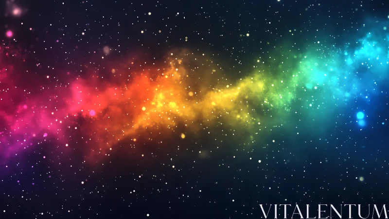 Prismatic nebula stream across star-dense cosmic void.