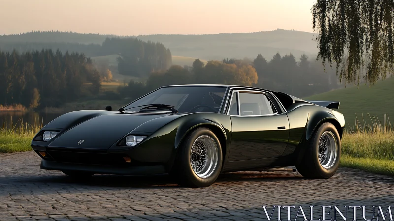 Low-slung classic sports coupe with widebody stance and wire wheels