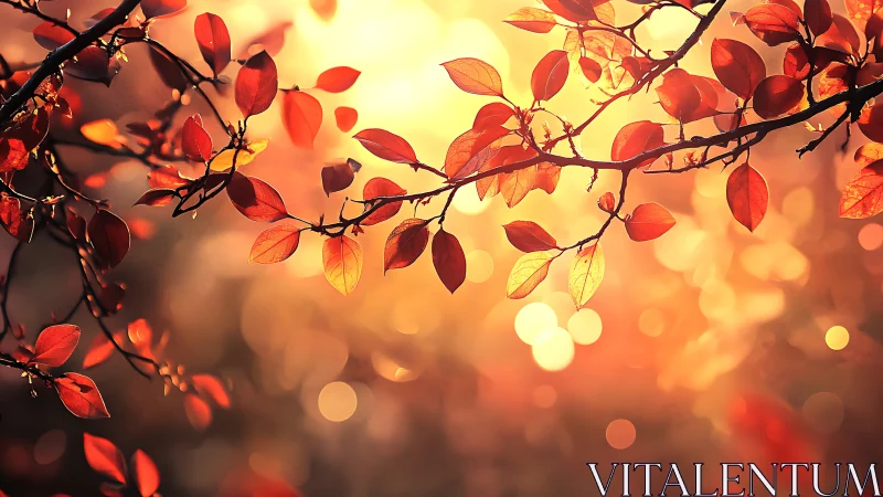 Backlit foliage is recorded against a warm defocused background
