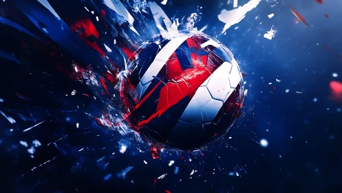 Shattered starlight crowns a red and blue cosmic football
