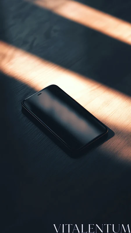 Black Smartphone in Golden Sunlight.