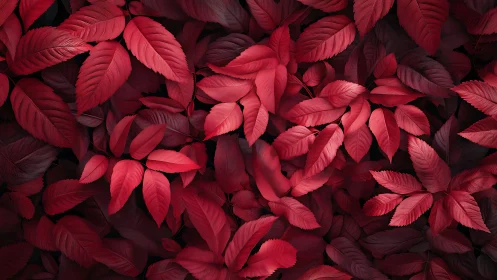 Crimson foliage pattern with layered textured leaves.