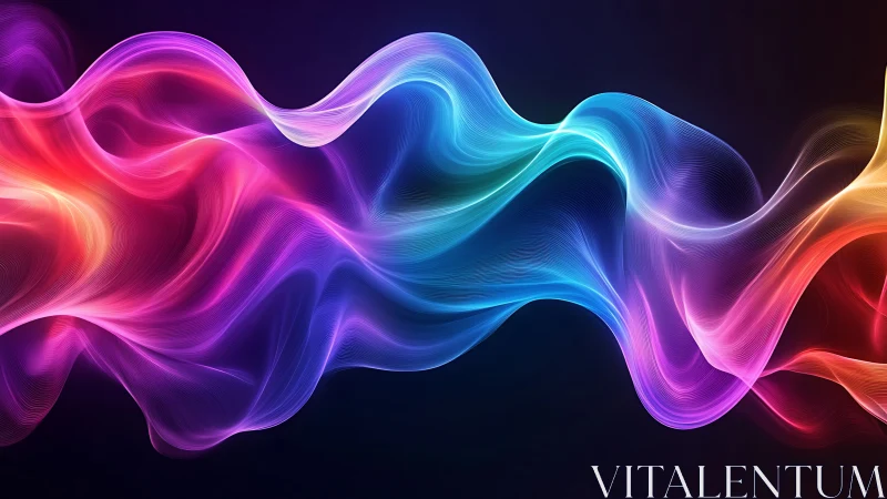 Neon silk waves dancing across a midnight digital horizon.