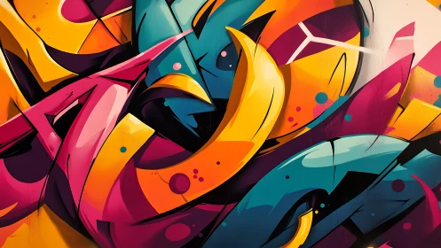 Bold urban curves in a playful neon graffiti swirl.