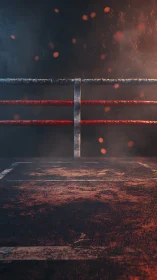 Boxing Ring at Dusk with Atmospheric Light Particles