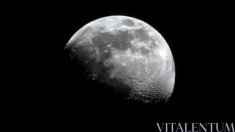 Waxing gibbous moon reveals crisp cratered surface details