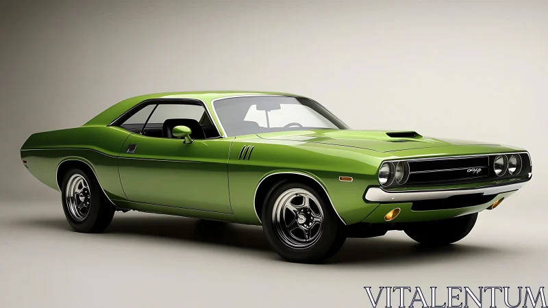 Lime green classic muscle car rendered in clean studio light