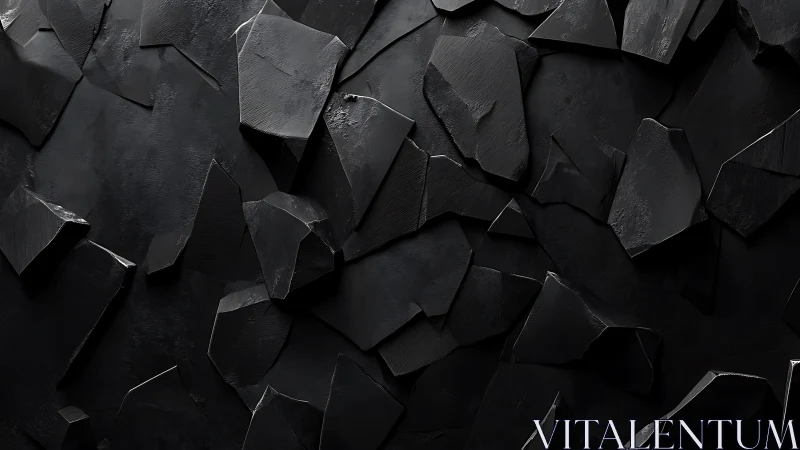 Abstract dark stone wall with sharp geometric shapes, modern style.