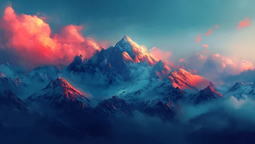 Digital rendering shows illuminated alpine mountain range