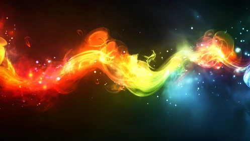 Digital painting of spectral light ribbon with nebular motion.