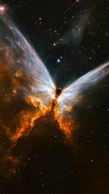 Cosmic butterfly nebula spreading glowing wings in space.