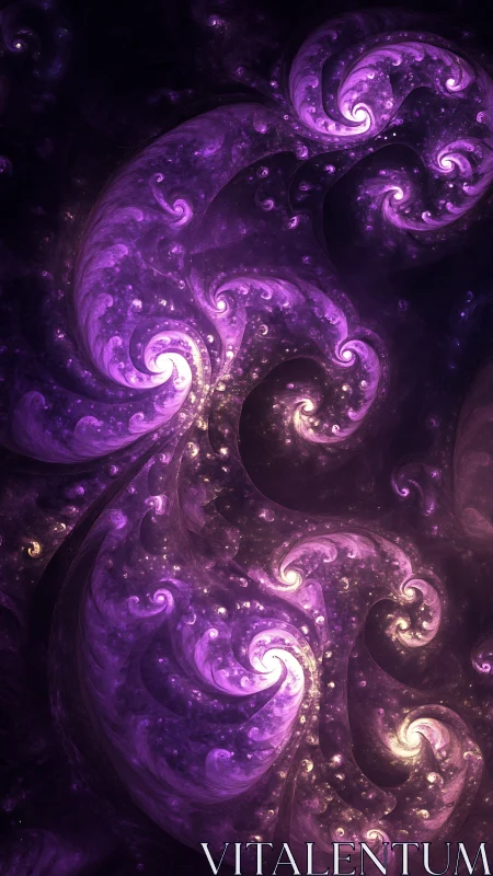 Fractal vortex turbulence in luminescent violet spiral fields.