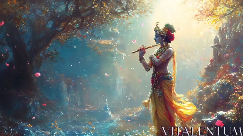 Flute song in a glowing forest of myth and gentle wonder.