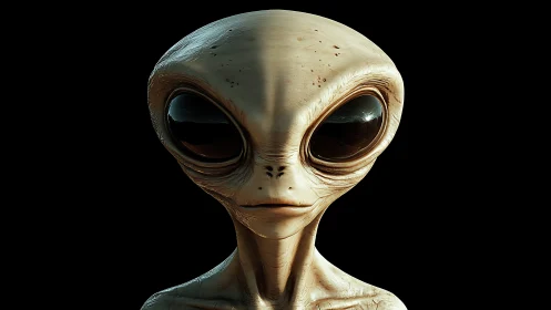 Extraterrestrial portrait in hyperreal 3D with specular skin.