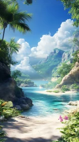 Tropical Coastal Landscape with Limestone Formations.