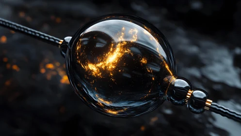 Futuristic Glass Sphere with Glowing Lights, Abstract Digital Art.