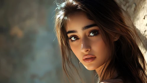 Cinematic close-up portrait with warm rim lighting and bokeh
