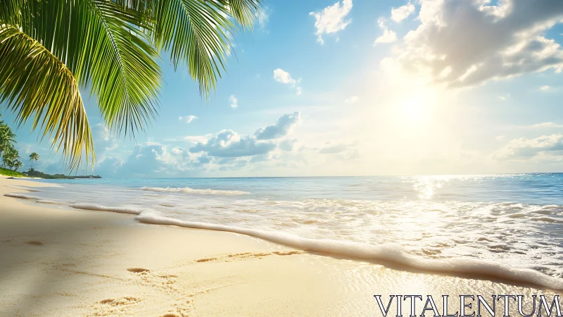 Sunlit tropical shoreline invites a calm and gentle escape