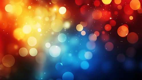 Vibrant Bokeh Lights in Abstract Red, Yellow, and Blue Style.