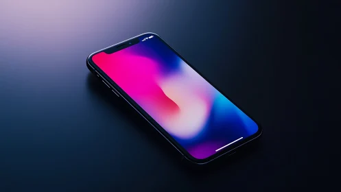 Modern smartphone with gradient display on dark background.