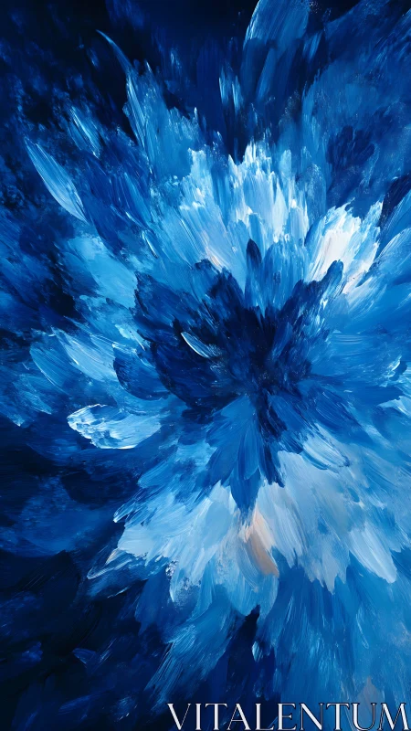 Radiant blue brushstroke bloom unfolds in soothing motion