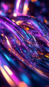 Iridescent liquid ribbons in neon chromatic motion study.