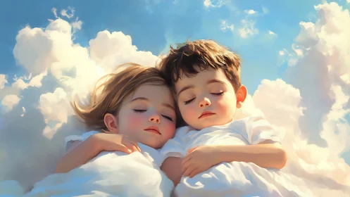 Children Dreaming Among Soft Clouds.