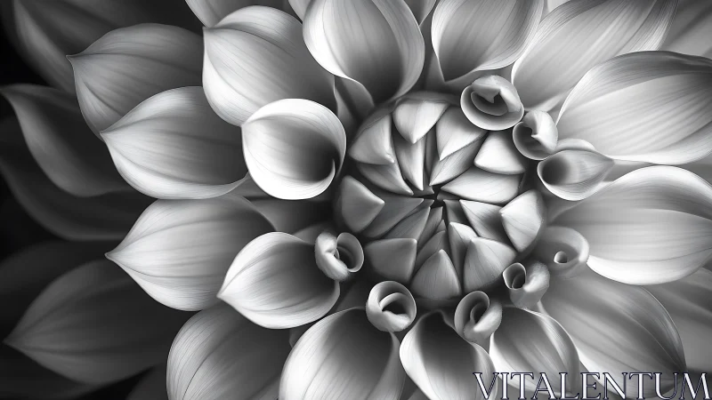 Monochrome Bloom Unfolds: Petal Geometry in Grayscale Dance.