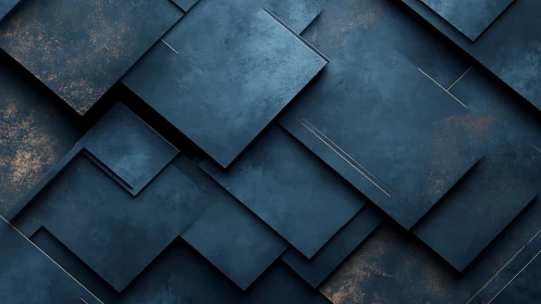 Layered navy geometric panels with metallic linear accents.