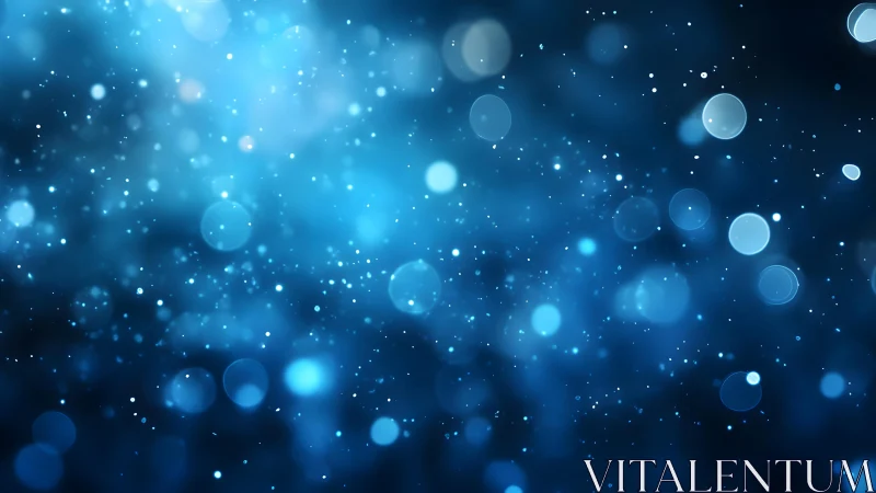 Abstract blue bokeh lights with glowing particles, digital style.