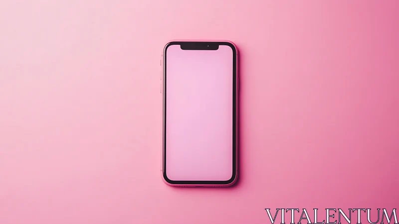 Modern Smartphone Display Mockup on Gradient Pink Background with Notch. Contemporary Mobile Device.
