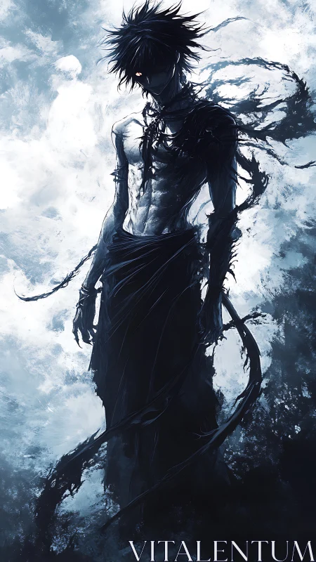 Shadowy anime wraith emerges from swirling stormlight