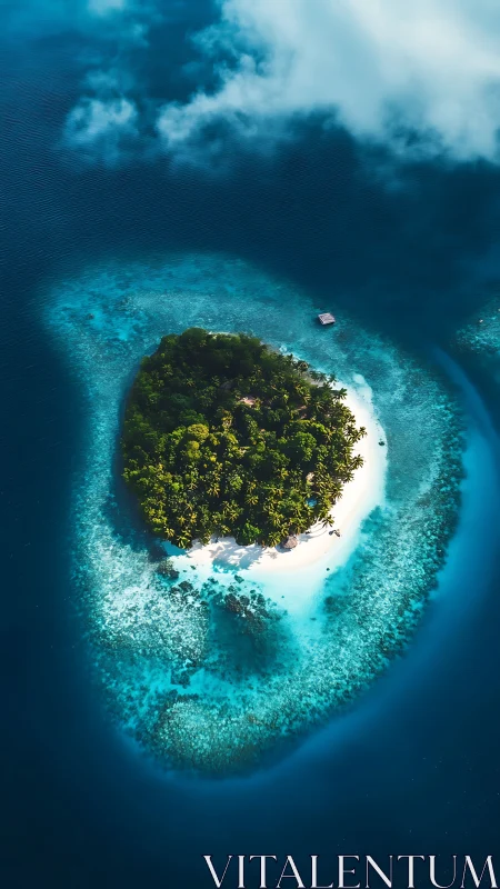 Verdant Crown Nestled in Sapphire Waters