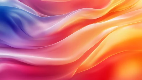 Digital painting of iridescent flowing gradient fabric planes.