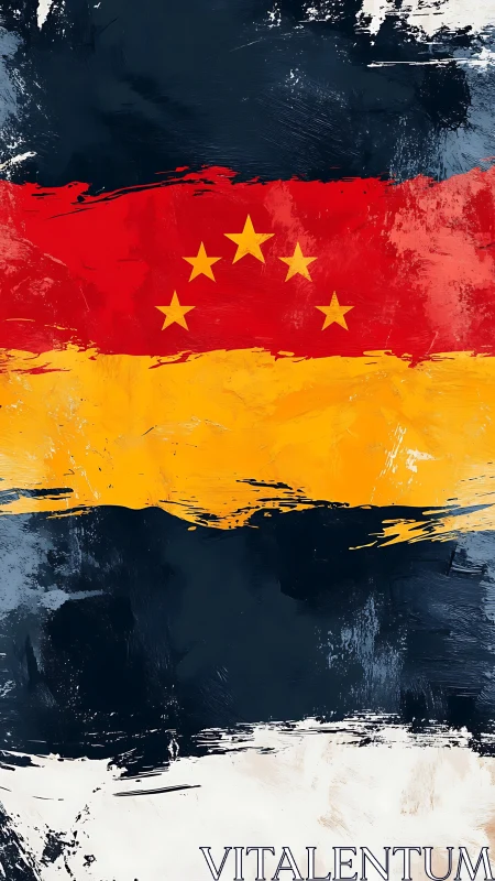 Abstract tricolor flag reinterpretation with gestural brushwork