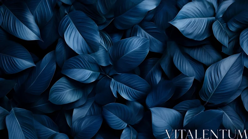 Monochromatic ultramarine foliage field with specular gradients.