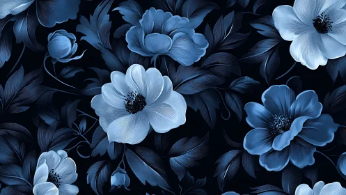 Midnight Petals: Luminous Blooms Dance Through Velvet Shadow.