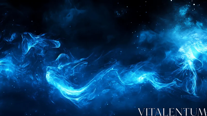 Whispering blue nebula streams drifting through quiet stars.