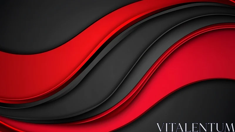 Bold red and black abstract waves, modern layered graphic design.