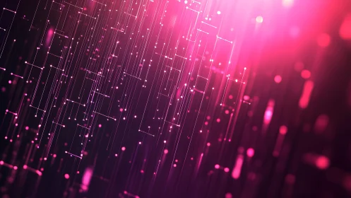 Futuristic Digital Network in Pink Abstract Light, 3D Render.