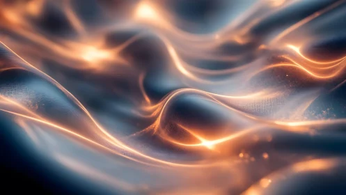 Abstract glowing waves in metallic fabric-inspired digital art.