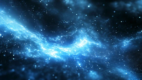 Starlit nebula river unfurls through deep sapphire cosmos.