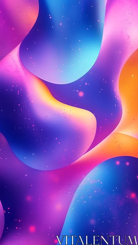 Gradient nebula curves with soft bokeh particles in vivid spectrum